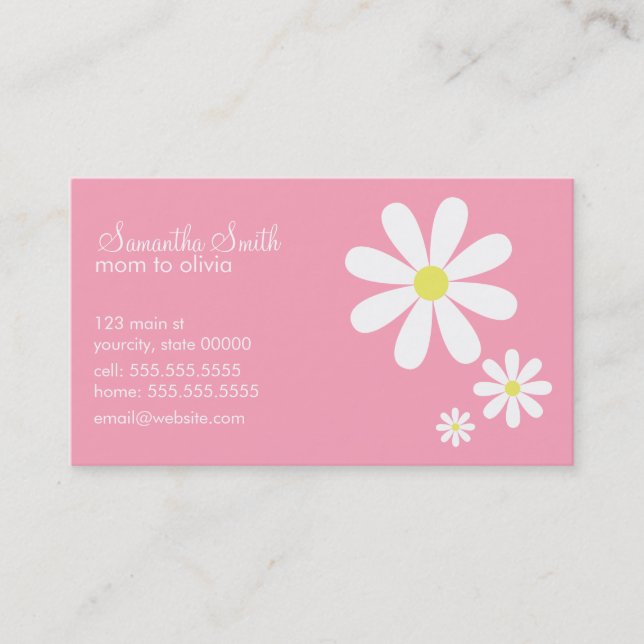 Daisies on Pink Calling Card (Front)