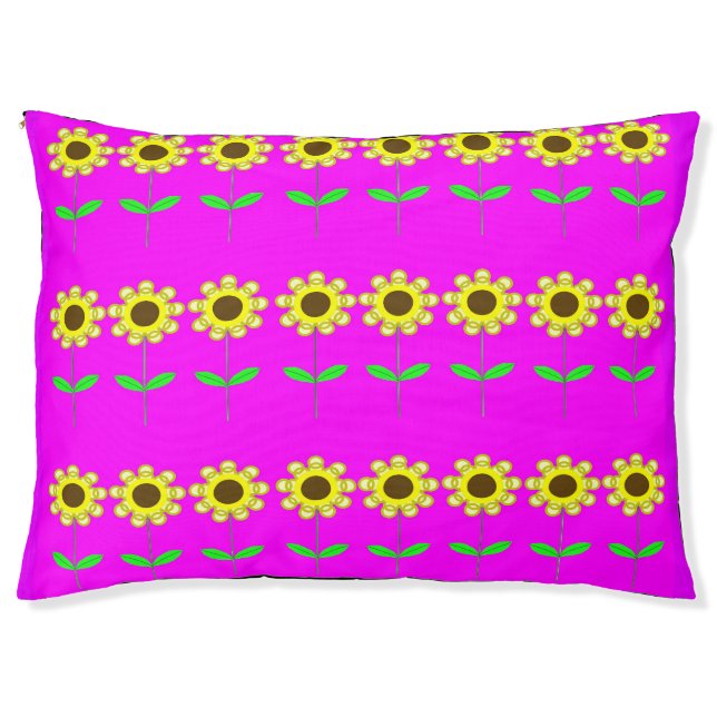 Daisies on Pink Dog Bed (Front)