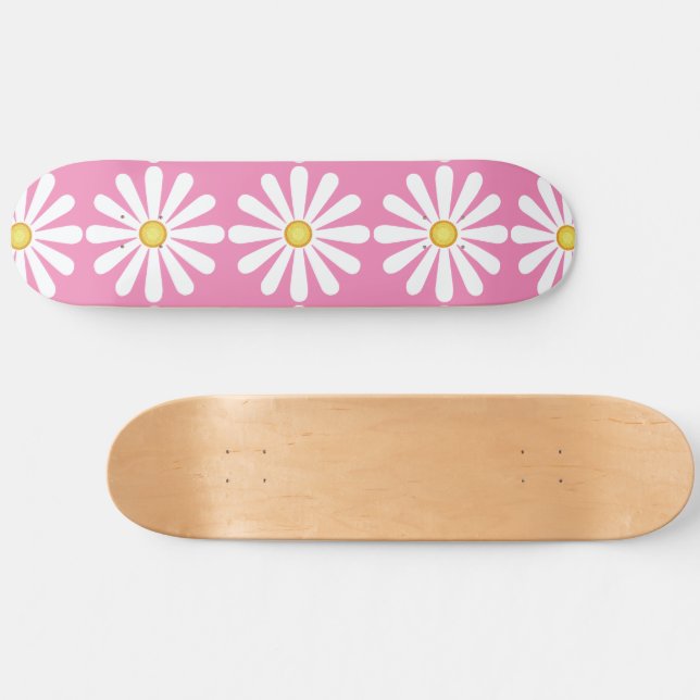 Daisies on pink  skateboard (Horz)