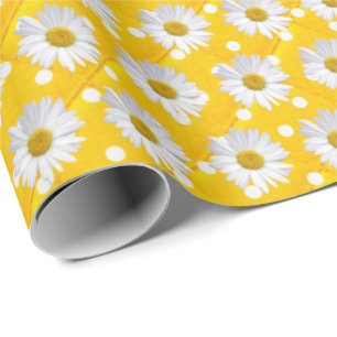 daisies on polka dots wrapping paper