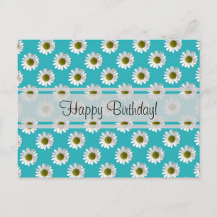 Daisies on sky blue Happy Birthday! Postcard