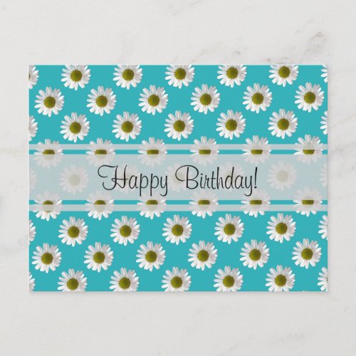 Daisies on sky blue Happy Birthday Postcard