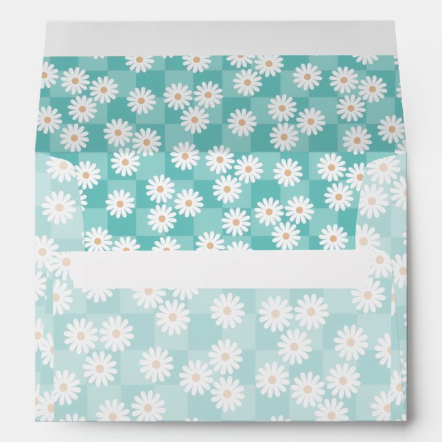 Daisies on Teal Background  Envelope (Back (Bottom))