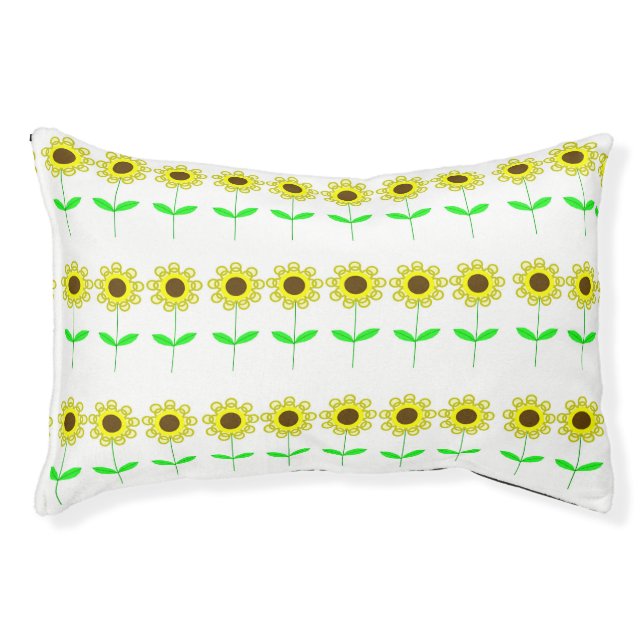 Daisies on White Dog Bed (Front)
