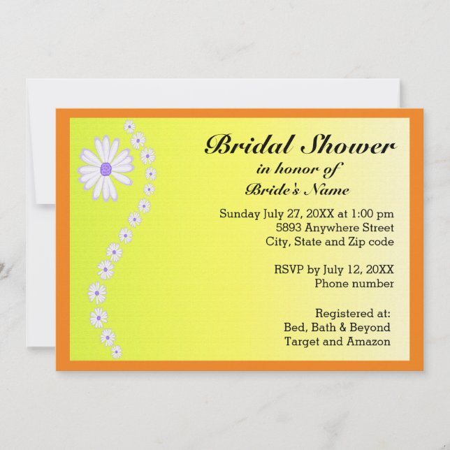 Daisies on Yellow Background Bridal Shower Invitation (Front)