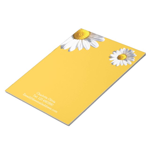Daisies On Yellow Background Personalized Notepad (Angled)
