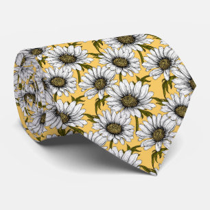 Daisies on yellow neck tie