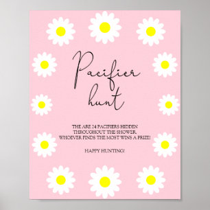 Daisies - pacifier hunt baby shower game poster