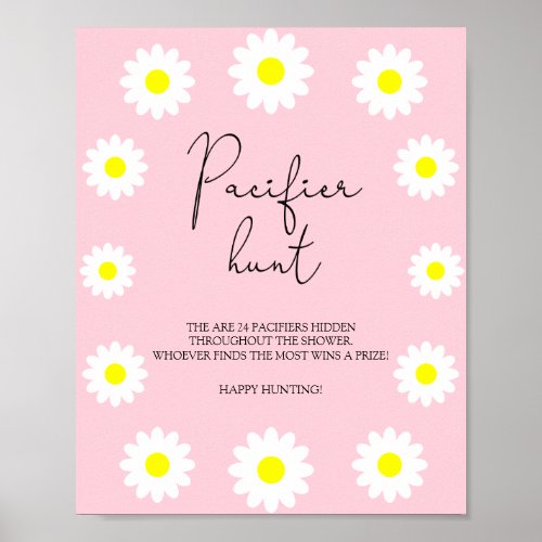 Daisies _ pacifier hunt baby shower game poster