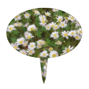 Daisies Painted In An Impressionist Style Cake Topper