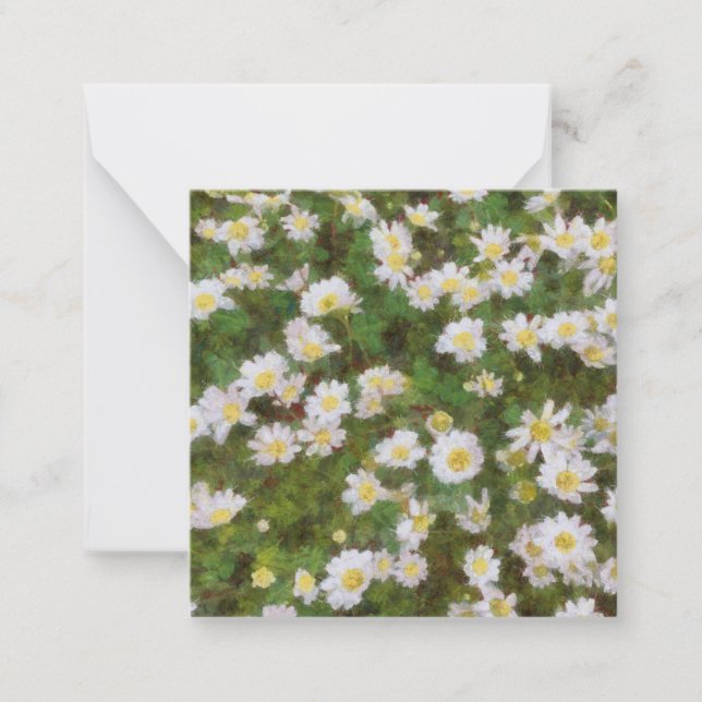 Daisies Painted In An Impressionist Style Note Card (Front)