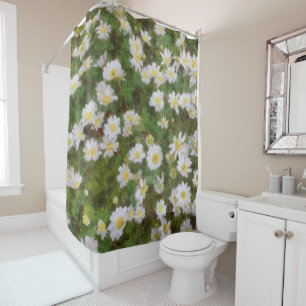 Daisies Painted In An Impressionist Style Shower Curtain