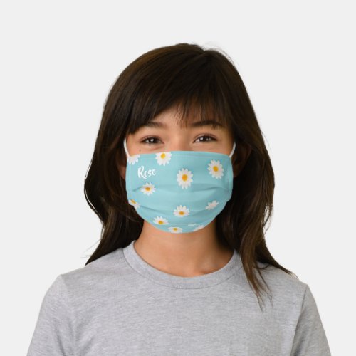 Daisies Pattern Blue Background Kids Cloth Face Mask