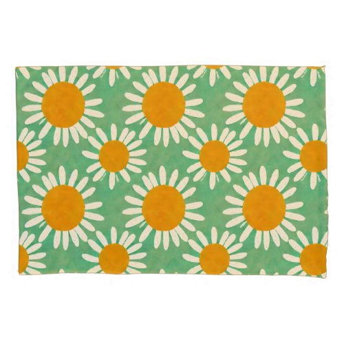 Daisies Pattern Watercolor Inspired Pillow Case