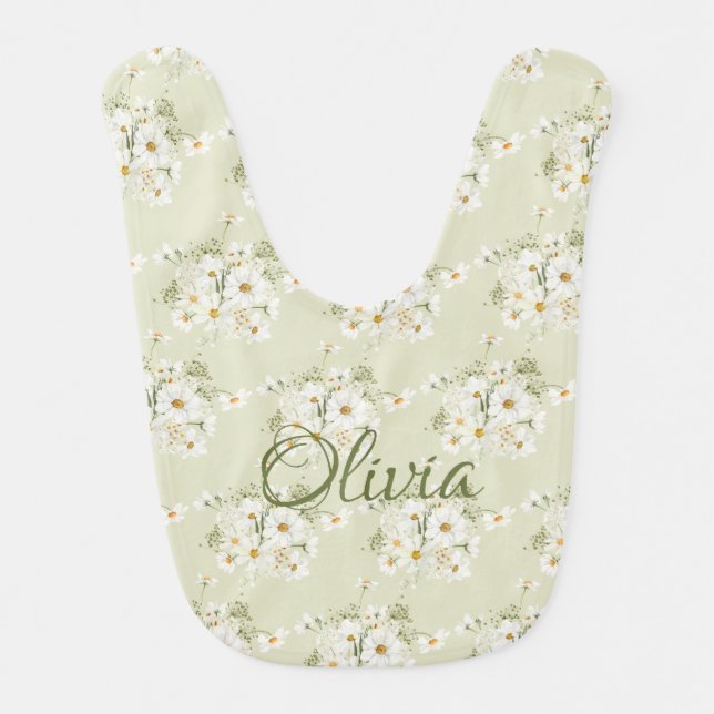 Daisies Personalized  Baby Baby Bib (Front)