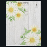 Daisies Personalized Letterhead<br><div class="desc">Personalized watercolor daisies business or personal letterhead paper.  White daisies on a rustic faux wood background.  Perfect for all your needs,  home or work office.</div>