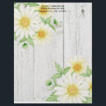 Daisies Personalized Letterhead<br><div class="desc">Personalized watercolor daisies business or personal letterhead paper.  White daisies on a rustic faux wood background.  Perfect for all your needs,  home or work office.</div>