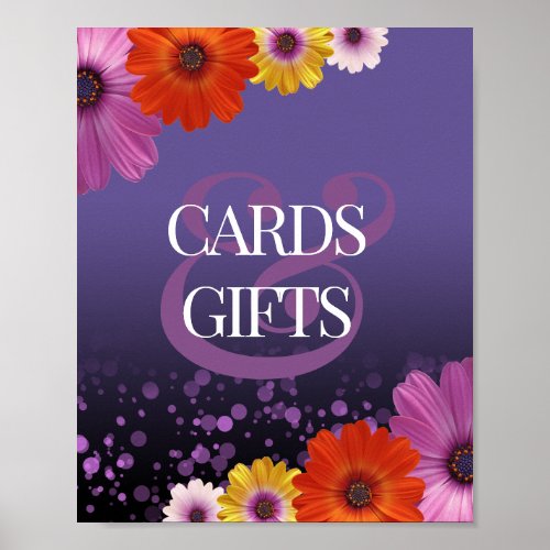 Daisies Purple Glitter Wedding Cards  Gifts Sign
