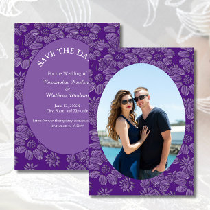 Daisies Purple Save the Date Photo Card