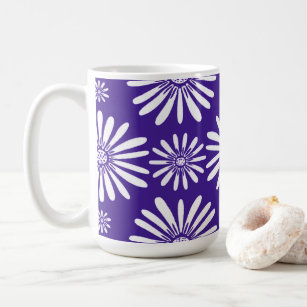 Daisies Purple White Floral Pattern Coffee Mug