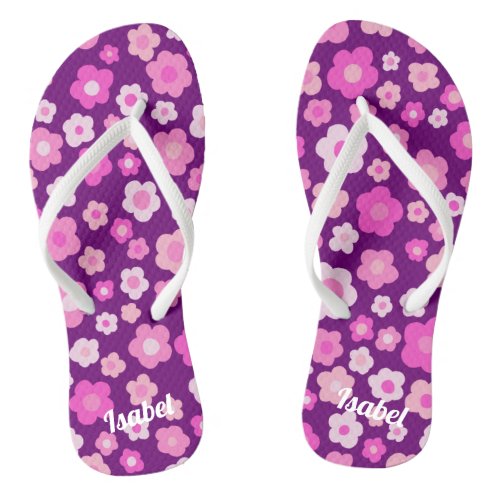 Daisies Retro Floral Bridesmaid Gift CUSTOMIZE IT  Flip Flops