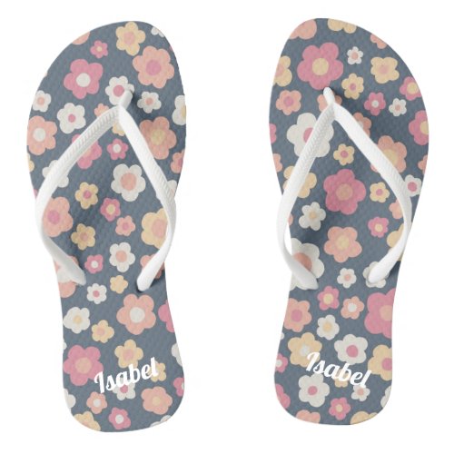 Daisies Retro Floral Bridesmaid Gift CUSTOMIZE IT  Flip Flops