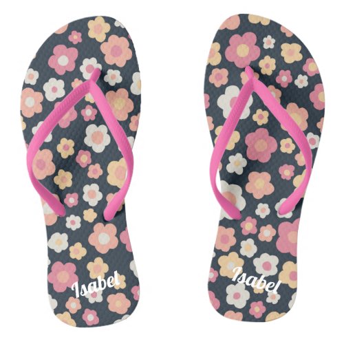 Daisies Retro Floral Bridesmaid Gift CUSTOMIZE IT  Flip Flops