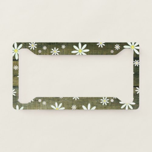 Daisies Rustic Barn Board Daisy Flower License Plate Frame