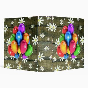 Daisies Rustic Barn Board Party Balloons 3 Ring Binder