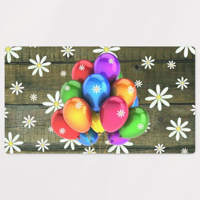 Daisies Rustic Barn Board Party Balloons Labels (Design 1)