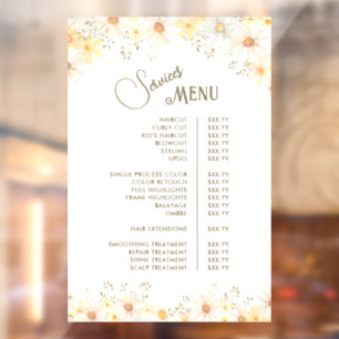 Daisies Services Menu Window Cling