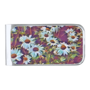 DAISIES SILVER FINISH MONEY CLIP