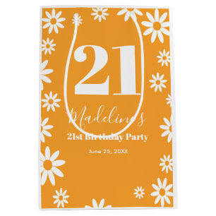 Daisies Spring floral Birthday Party Medium Gift Bag