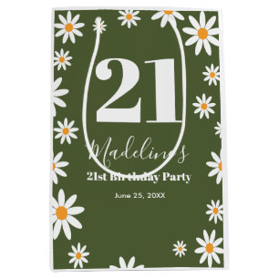 Daisies Spring floral Birthday Party Medium Gift Bag