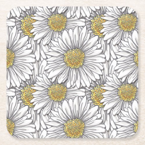 Daisies Square Paper Coaster