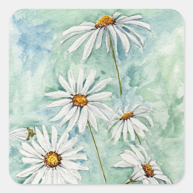 'Daisies' Square Sticker (Front)