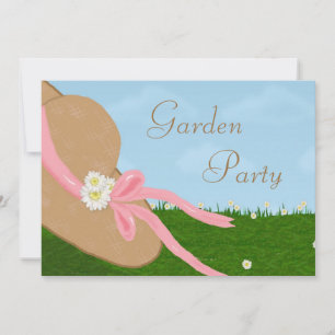 Daisies Straw Hat Garden Bridal Shower Invitation