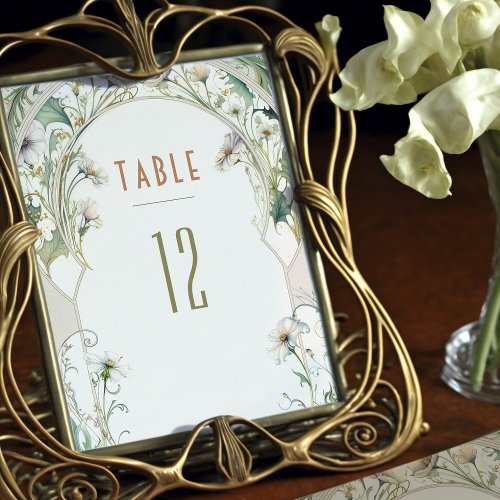 Daisies Table Numbers Vintage Art Nouveau Wedding