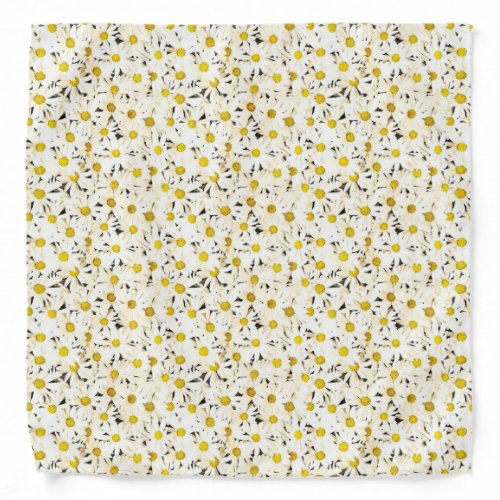 Daisies Template Yellow White Trendy Elegant Bandana