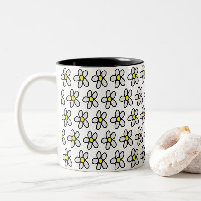 Daisies Two-Tone Coffee Mug (With Donut)