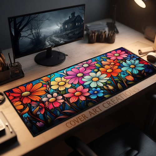 Daisies Vibrant Multicolor Design No 25  Desk Mat