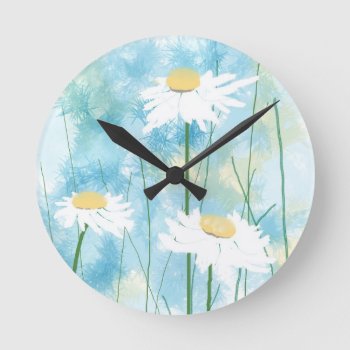 Daisies Watercolor Custom Clock by Koobear at Zazzle