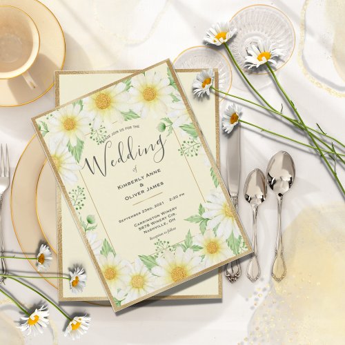 Daisies Watercolor Floral Modern Wedding  Invitati Invitation