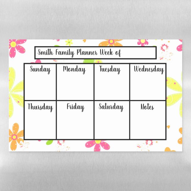 Daisies  Weekly Planner Magnetic Dry Erase Sheet (Horizontal)