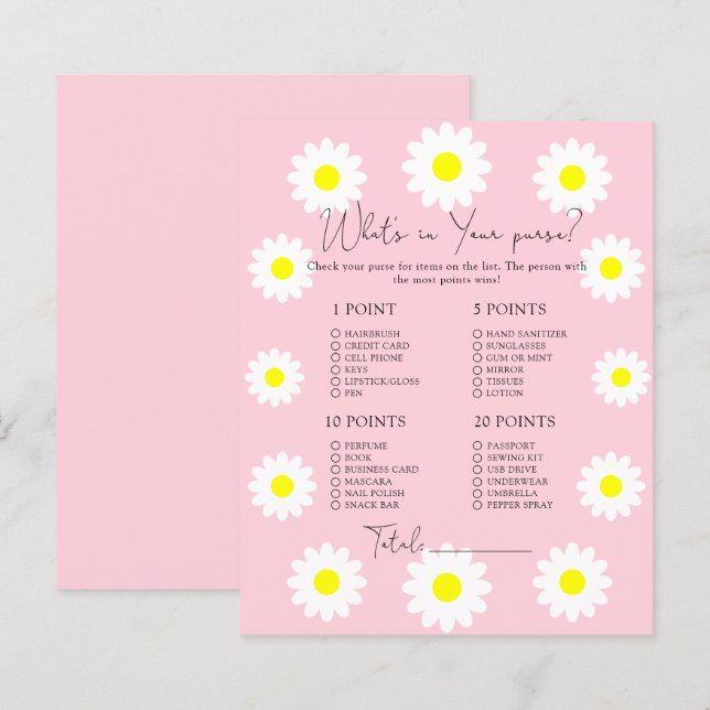 Daisies -  Whats in your purse game (Front/Back)