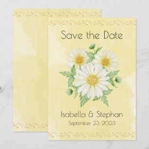Daisies White Yellow Floral Typography Save Save The Date