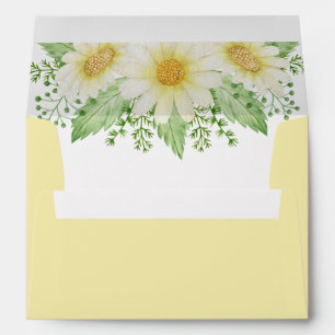 Daisies White Yellow Floral Wedding Envelope
