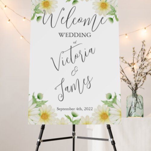 Daisies White Yellow Floral Wedding Reception Foam Board