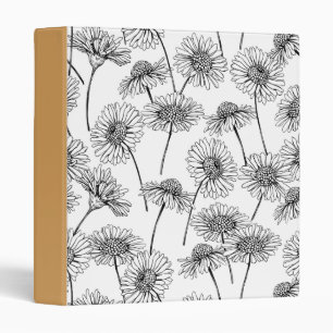Daisies, wild flowers in black and white binder