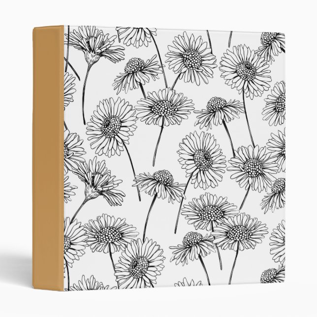 Daisies, wild flowers in black and white binder (Front/Spine)